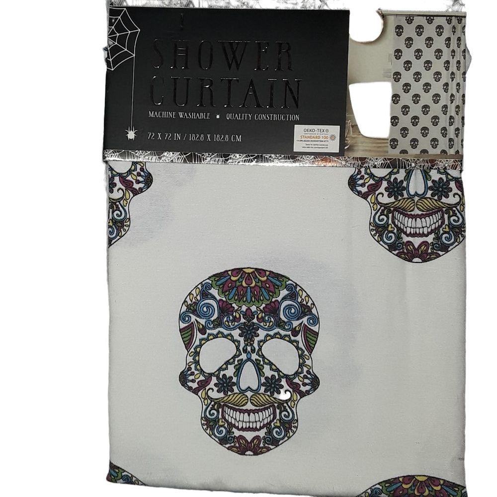Sugar Skull Halloween Shower Curtain NWT